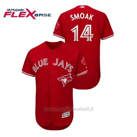 Maglia Baseball Uomo T Oronto Blue Jays 14 Justin Smoak Flex Base Fashion Canada Day Rosso